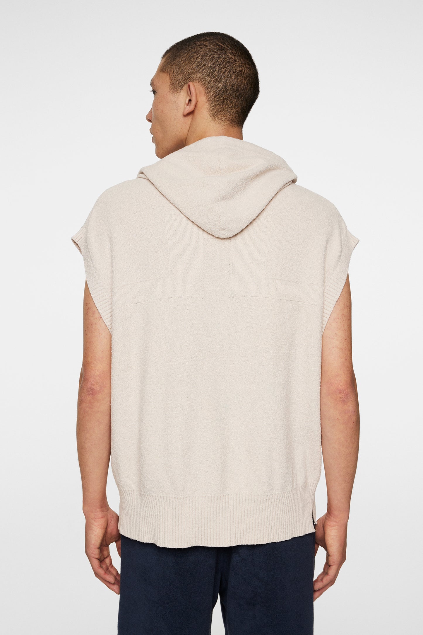 Finley Hooded Knit Vest in Moonbeam by J.Lindeberg