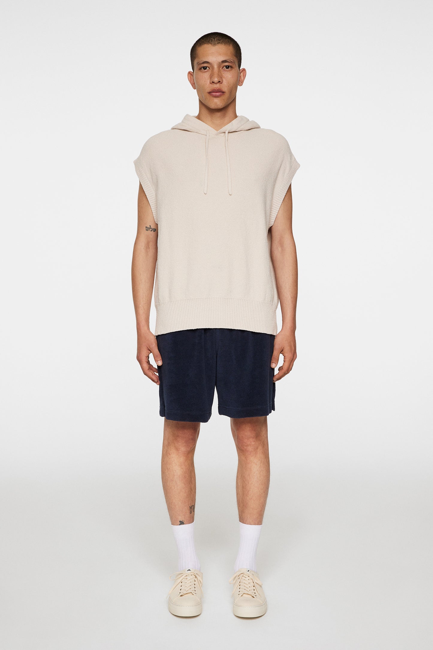 Finley Hooded Knit Vest in Moonbeam by J.Lindeberg