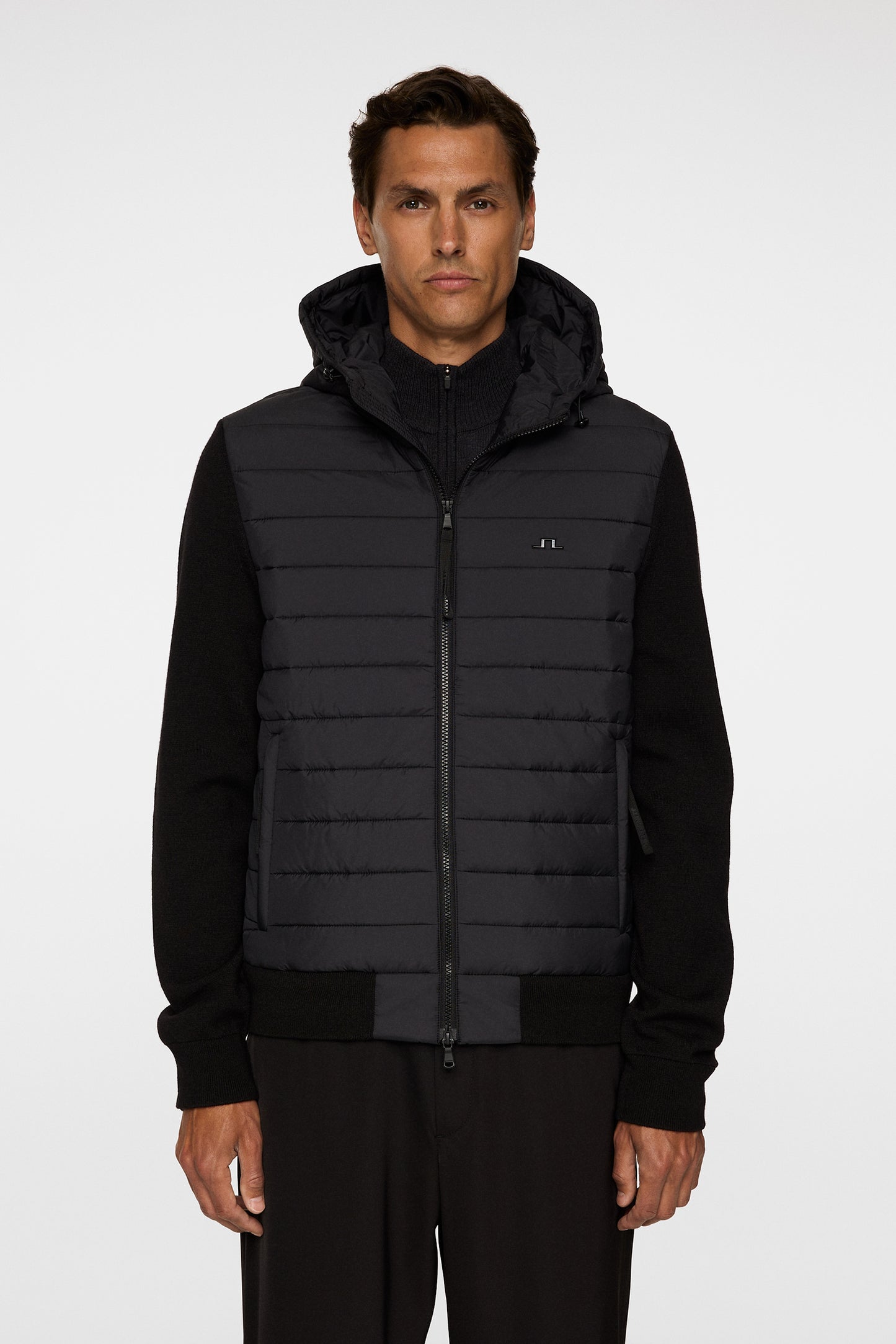 Thorn Hood Knit Hybrid Jacket in Black by J.Lindeberg