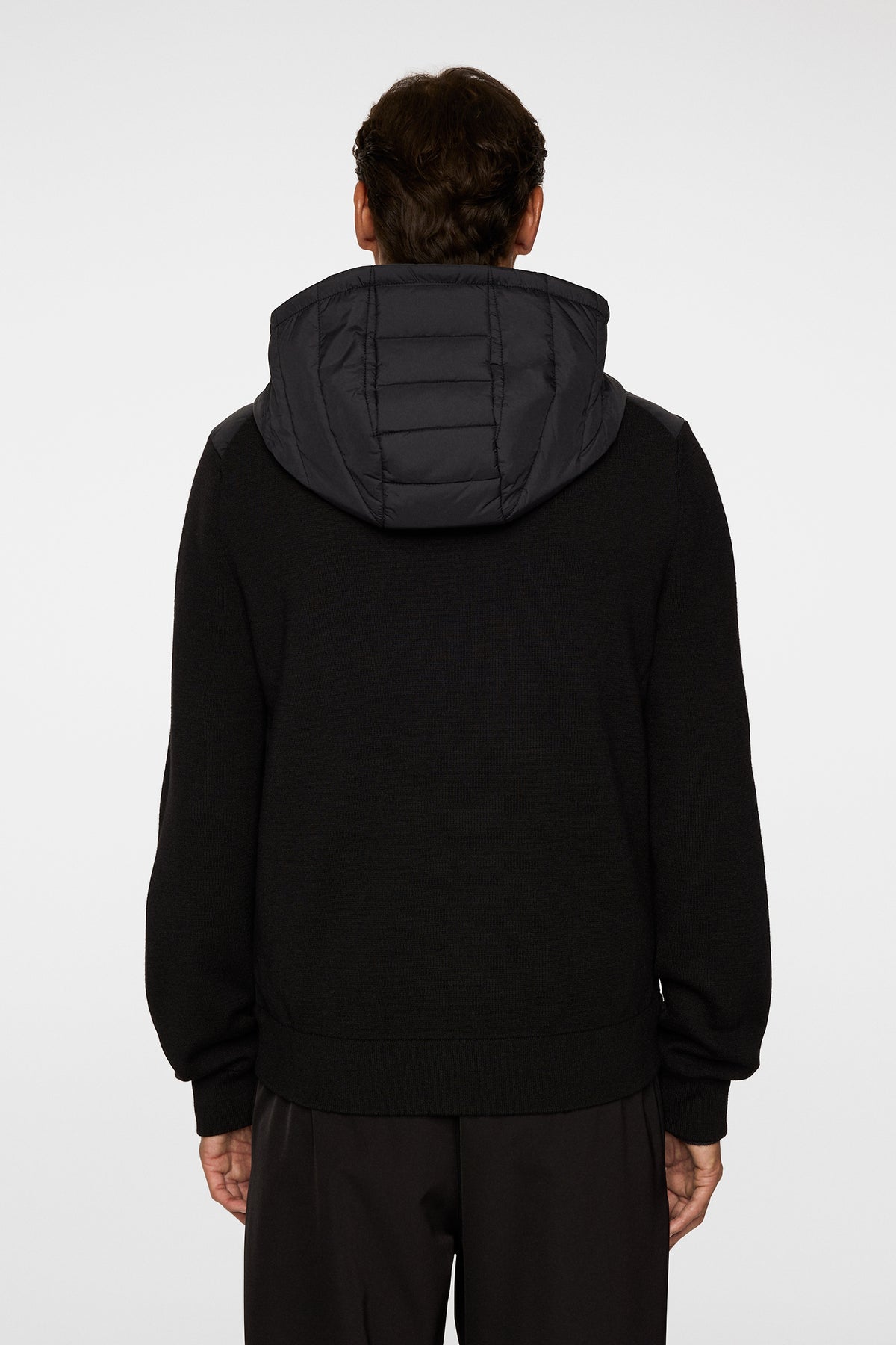 Thorn Hood Knit Hybrid Jacket in Black by J.Lindeberg