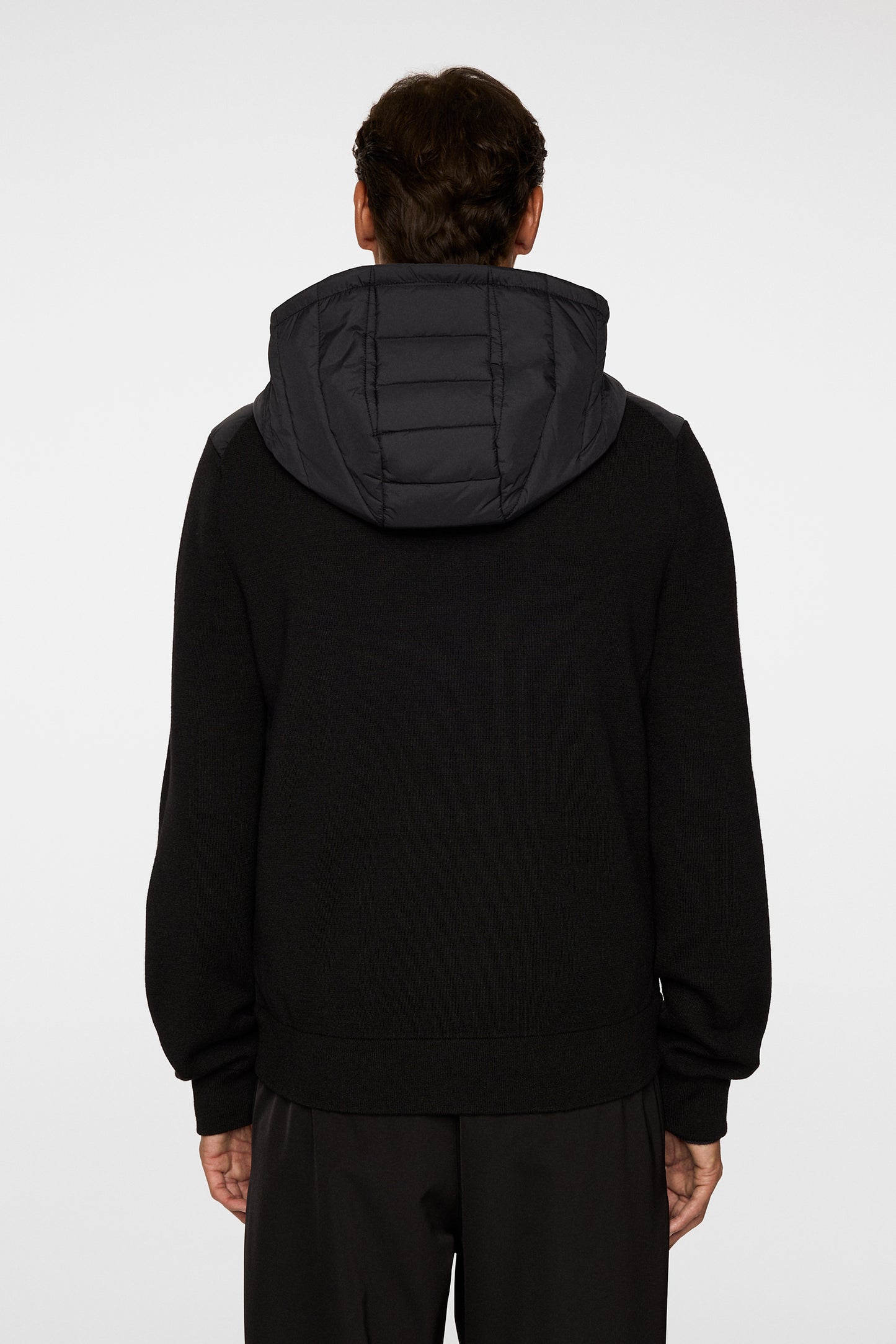 Thorn Hood Knit Hybrid Jacket in Black by J.Lindeberg