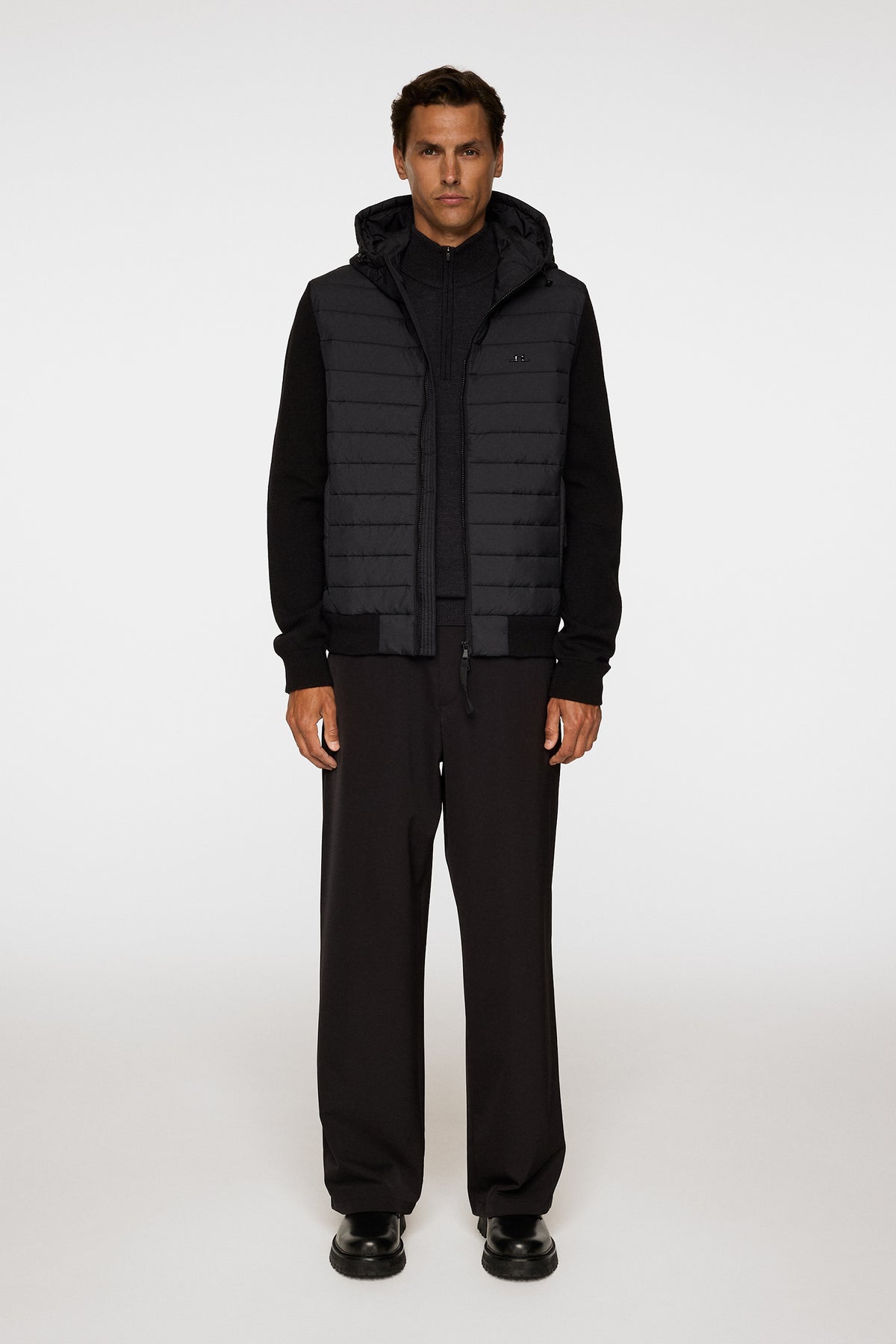 Thorn Hood Knit Hybrid Jacket in Black by J.Lindeberg