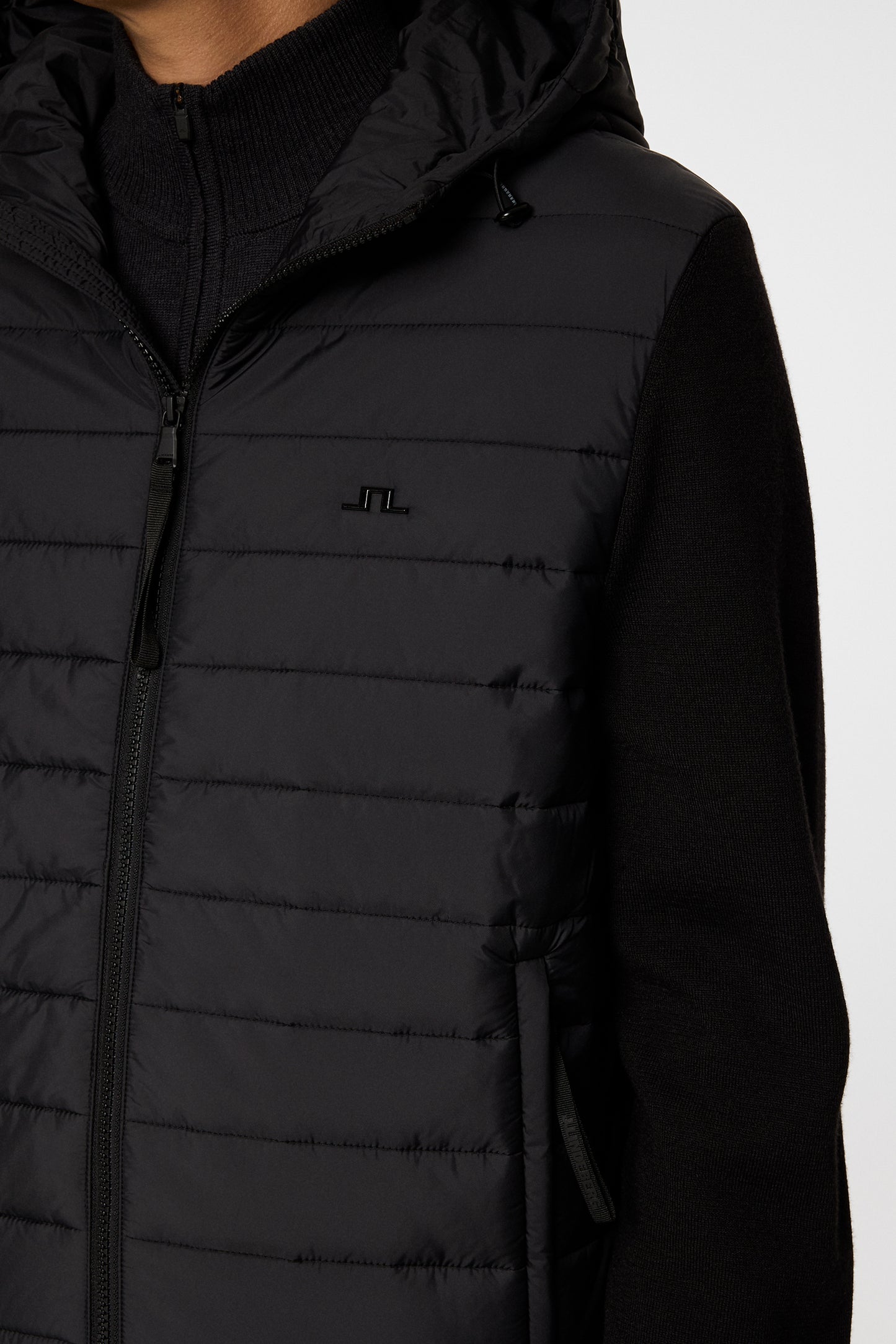 Thorn Hood Knit Hybrid Jacket in Black by J.Lindeberg