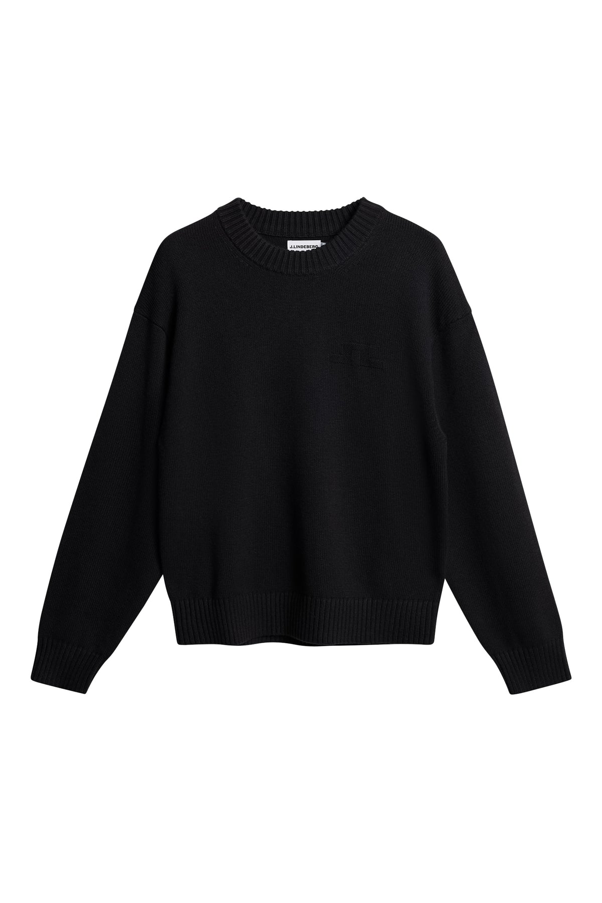 Eddy Cotton Wool Crew Neck in Black by J.Lindeberg