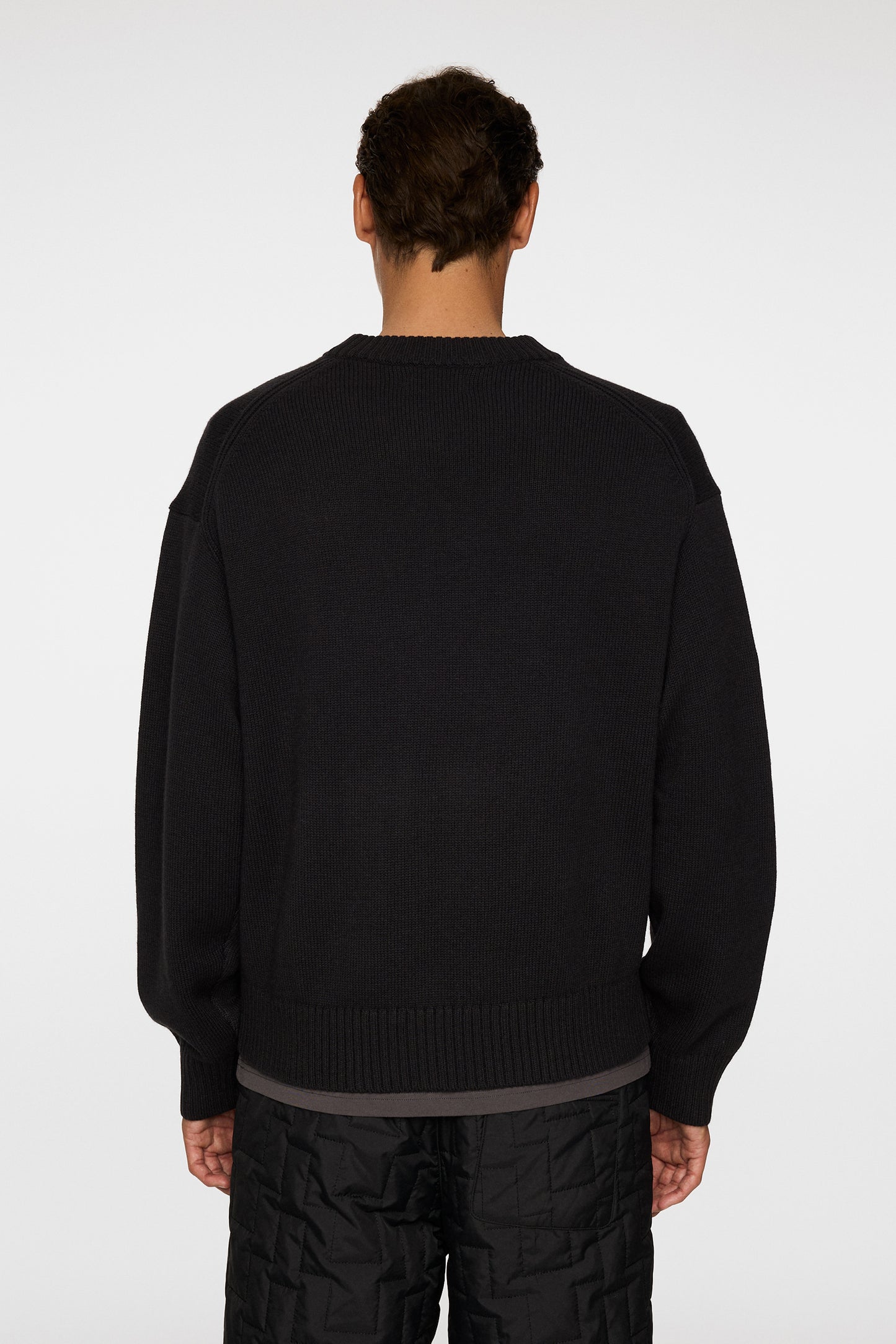 Eddy Cotton Wool Crew Neck in Black by J.Lindeberg