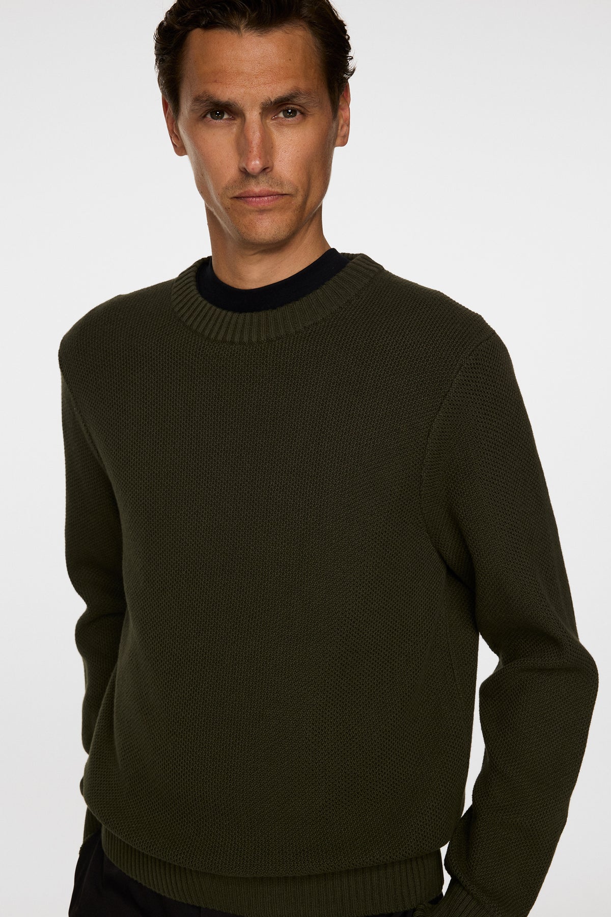 Oliver Structure Sweater in Forest Green by J.Lindeberg