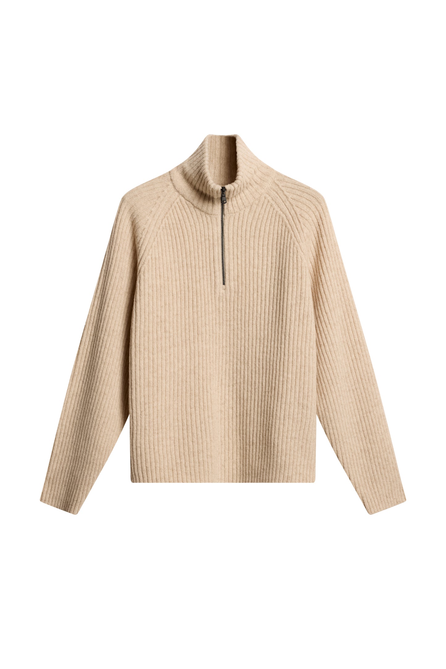 Victor Zip Wool Sweater in Moonbeam Melange by J.Lindeberg