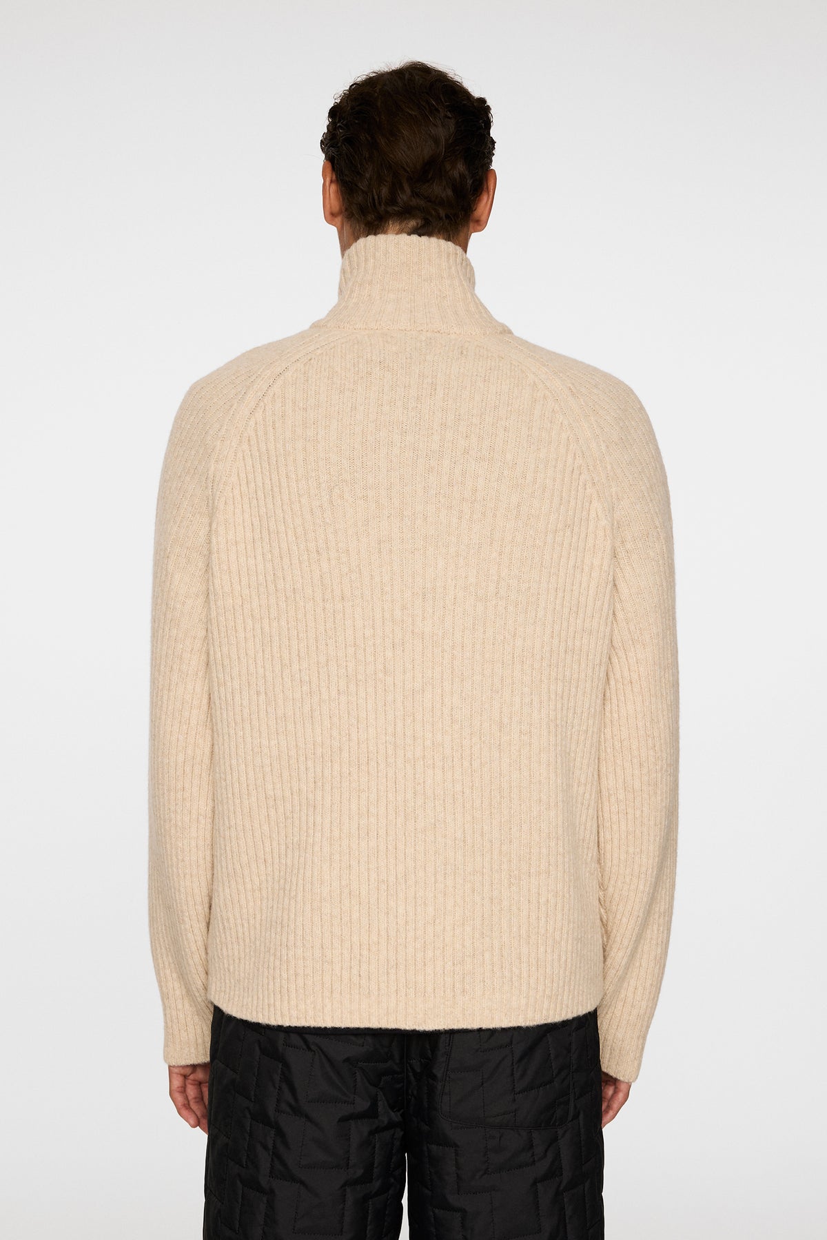 Victor Zip Wool Sweater in Moonbeam Melange by J.Lindeberg
