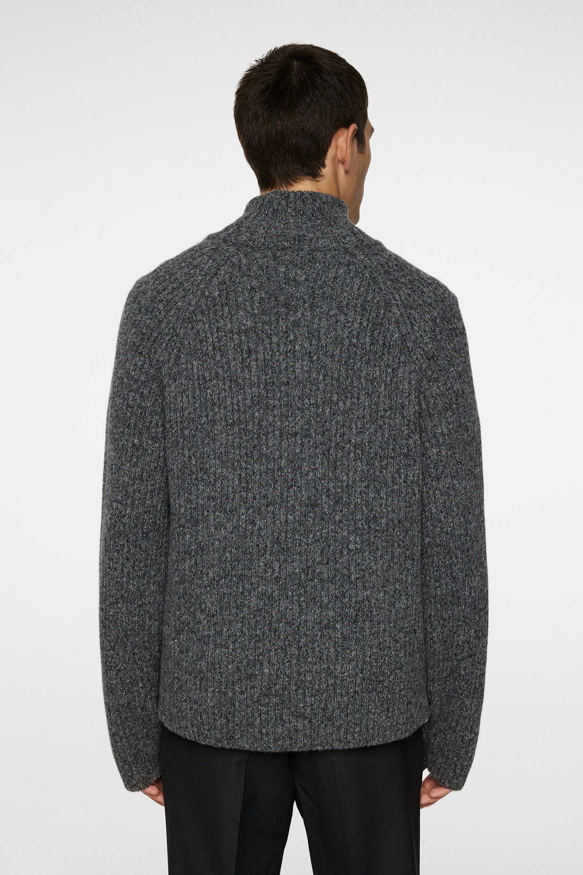 Victor Zip Wool Sweater in Dark Grey Melange by J.Lindeberg