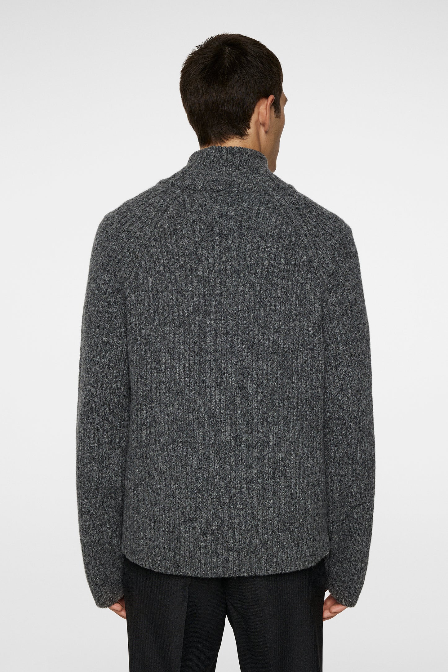 Victor Zip Wool Sweater in Dark Grey Melange by J.Lindeberg