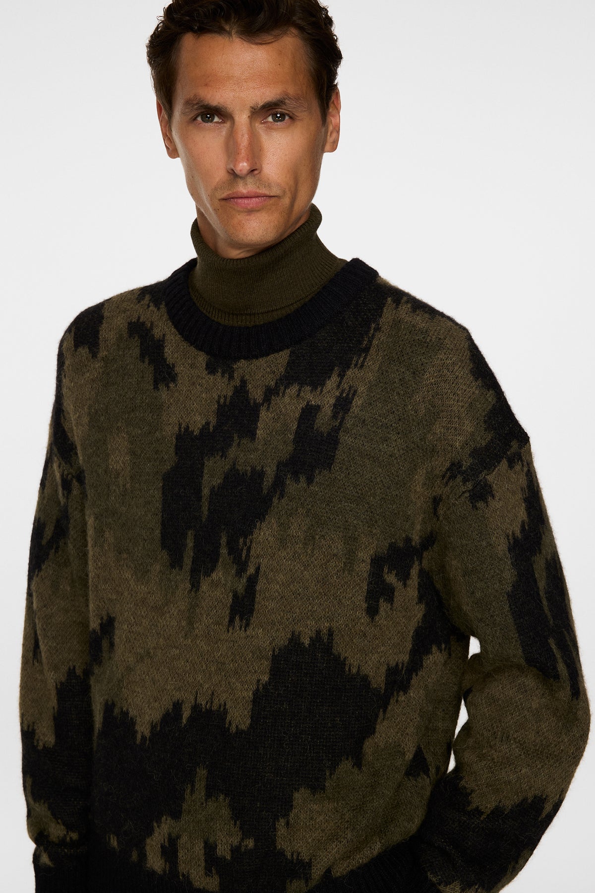 Nate Graphic Jacquard Knit in Forest Green by J.Lindeberg