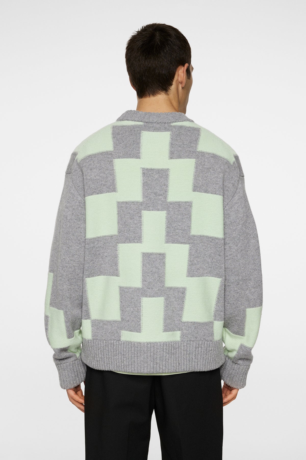 Gavin Stacked Bridge Knit in Light Grey Melange by J.Lindeberg