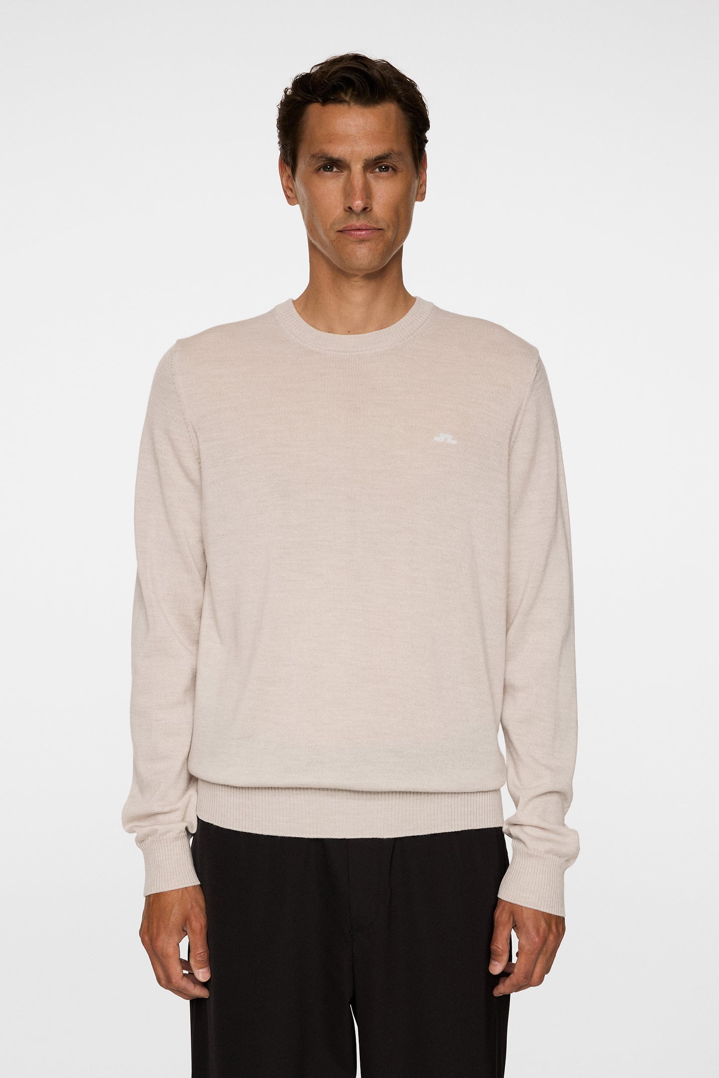 Keane Merino Crew Neck in Moonbeam Melange by J.Lindeberg