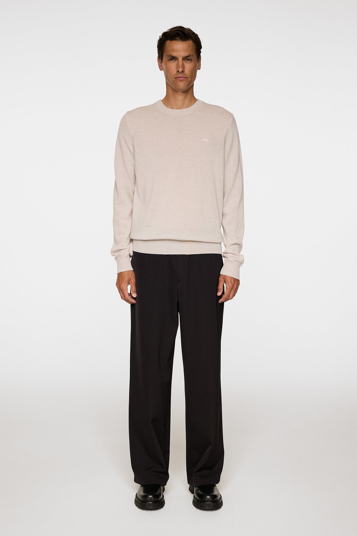 Keane Merino Crew Neck in Moonbeam Melange by J.Lindeberg