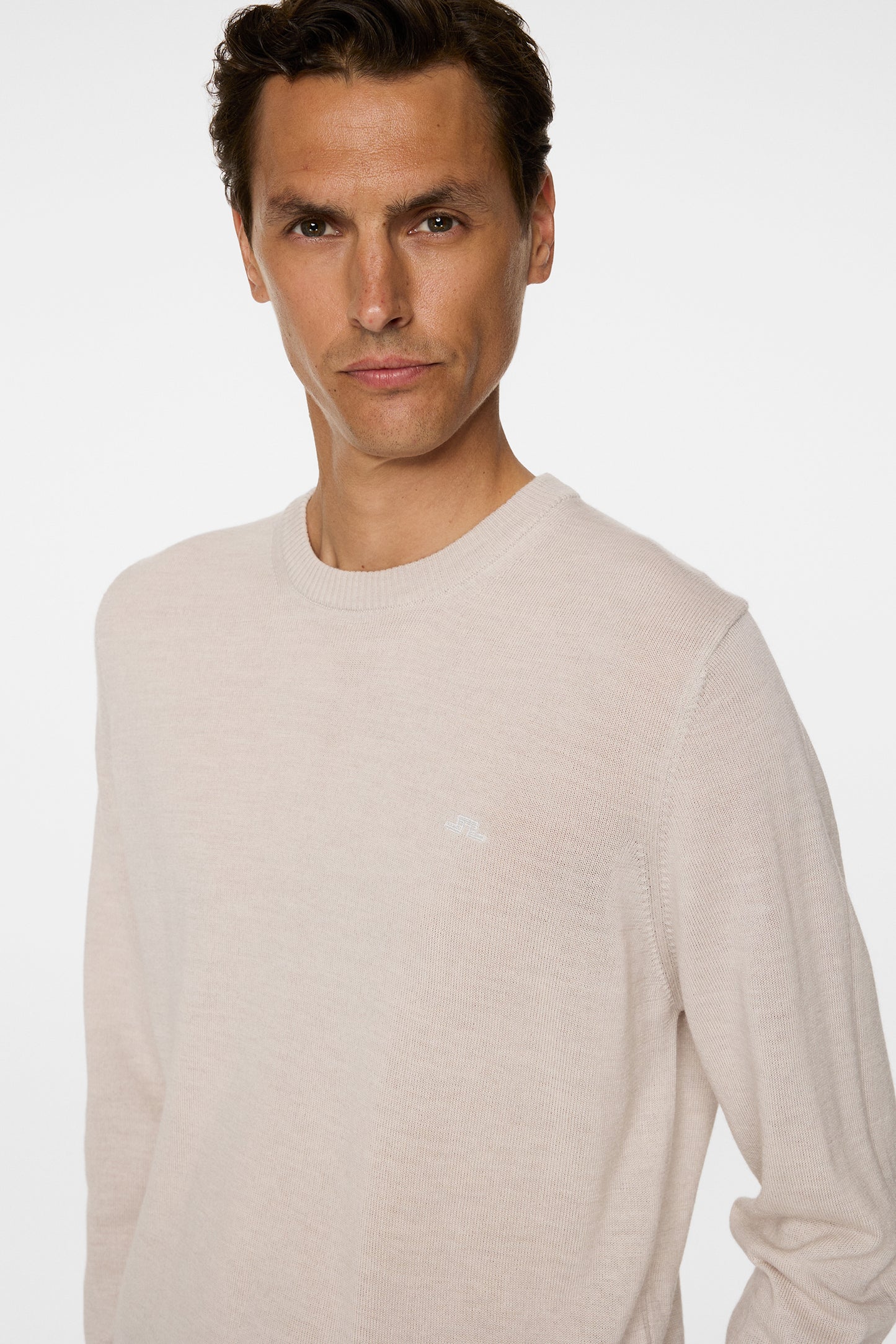 Keane Merino Crew Neck in Moonbeam Melange by J.Lindeberg