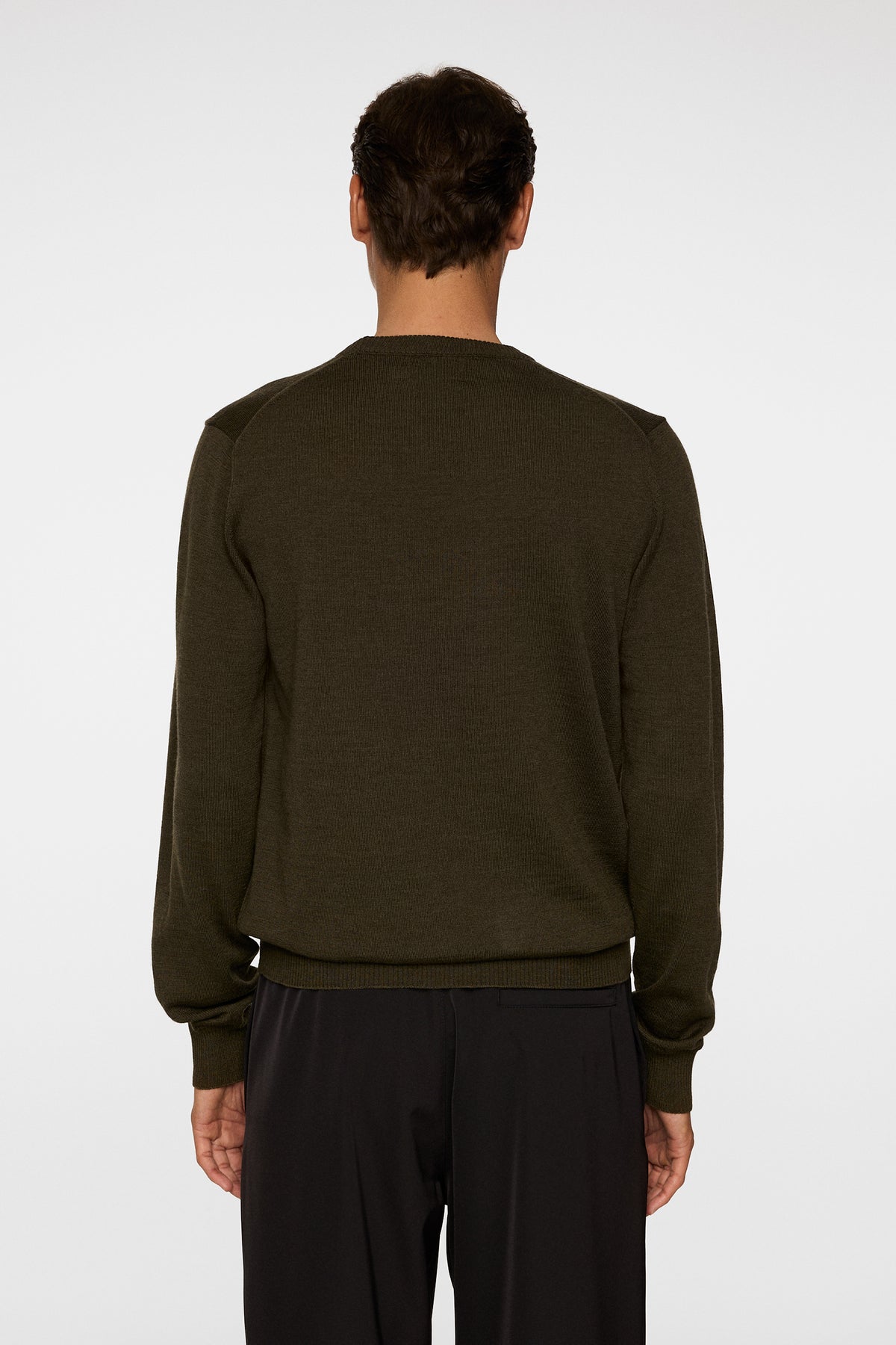 Keane Merino Crew Neck in Forest Green Melange by J.Lindeberg