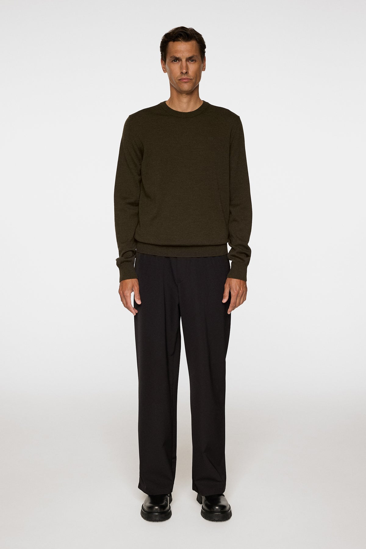 Keane Merino Crew Neck in Forest Green Melange by J.Lindeberg