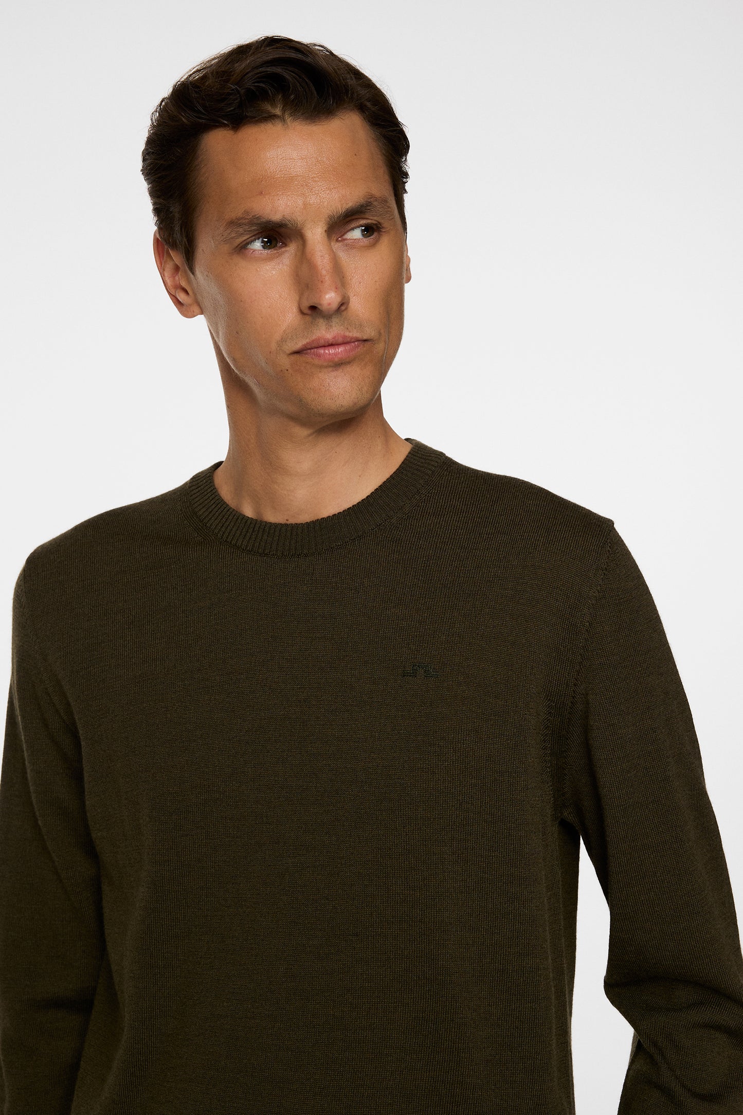 Keane Merino Crew Neck in Forest Green Melange by J.Lindeberg