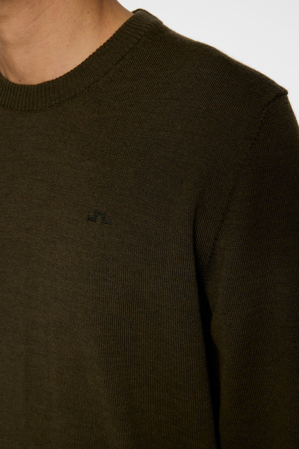 Keane Merino Crew Neck in Forest Green Melange by J.Lindeberg