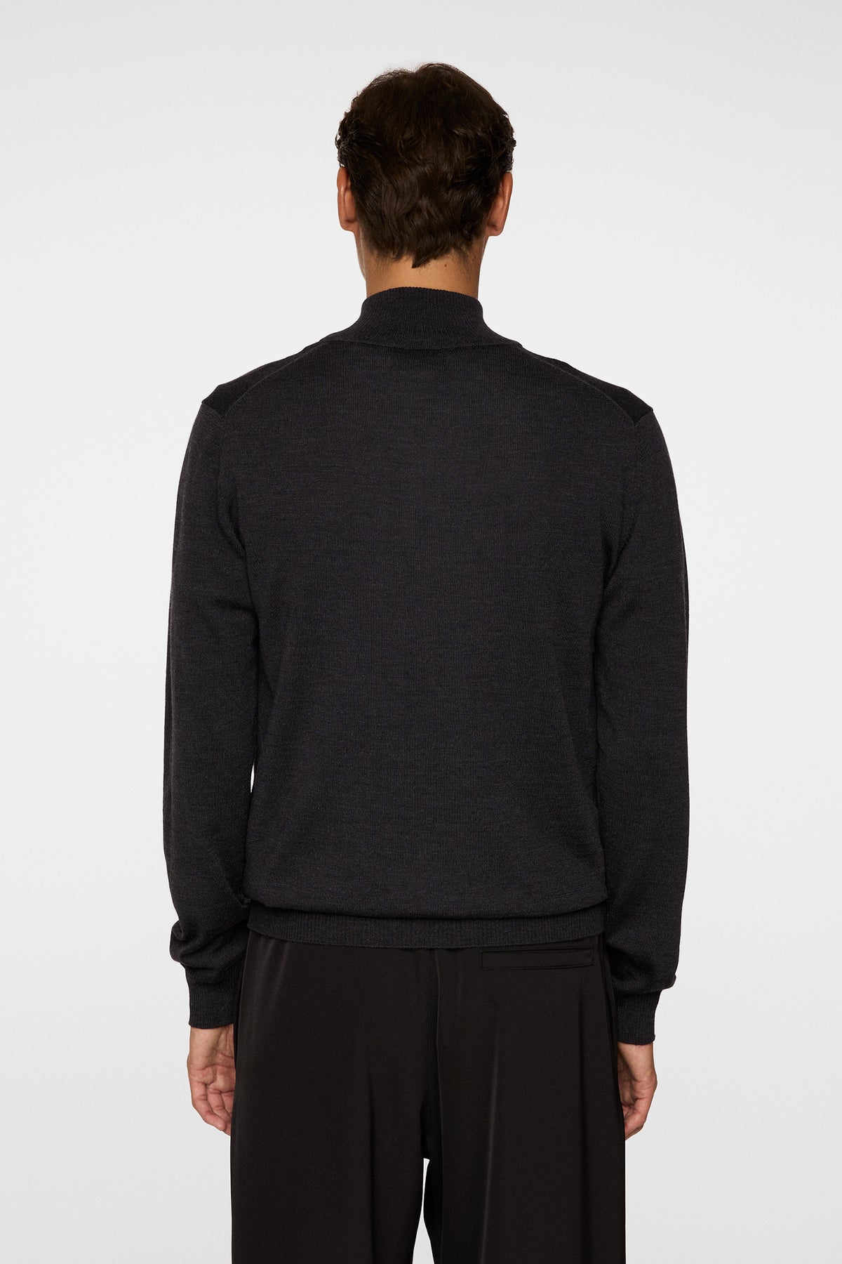 Kiyan Merino Quarter Zip in Dark Grey Melange by J.Lindeberg