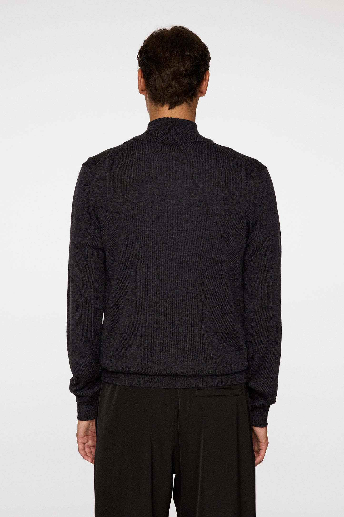 Kiyan Merino Quarter Zip in Dark Grey Melange by J.Lindeberg