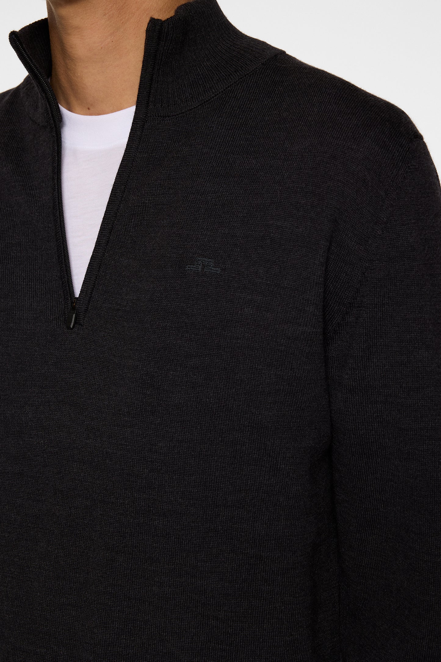 Kiyan Merino Quarter Zip in Dark Grey Melange by J.Lindeberg