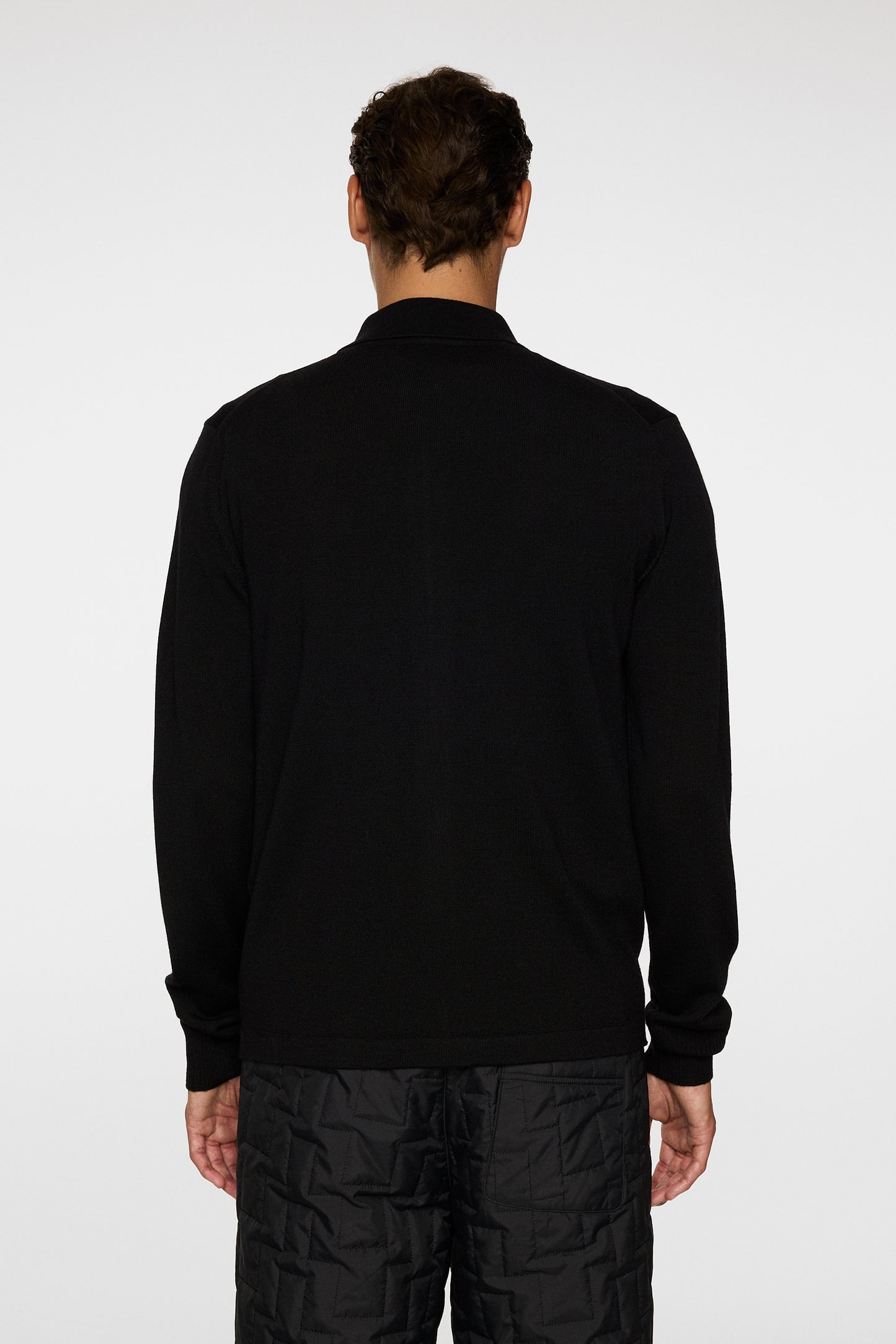 Kaleb Merino Zip Cardigan in Black by J.Lindeberg