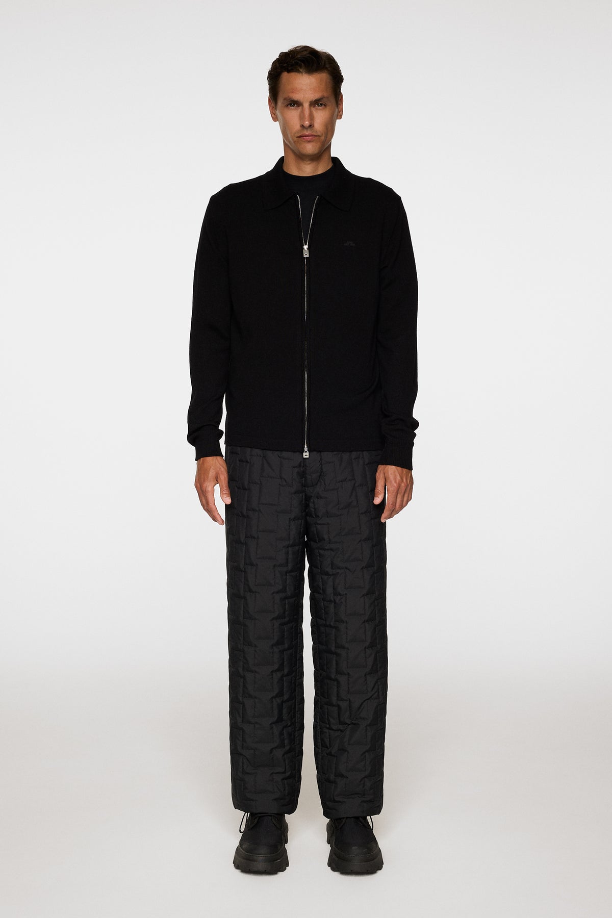 Kaleb Merino Zip Cardigan in Black by J.Lindeberg