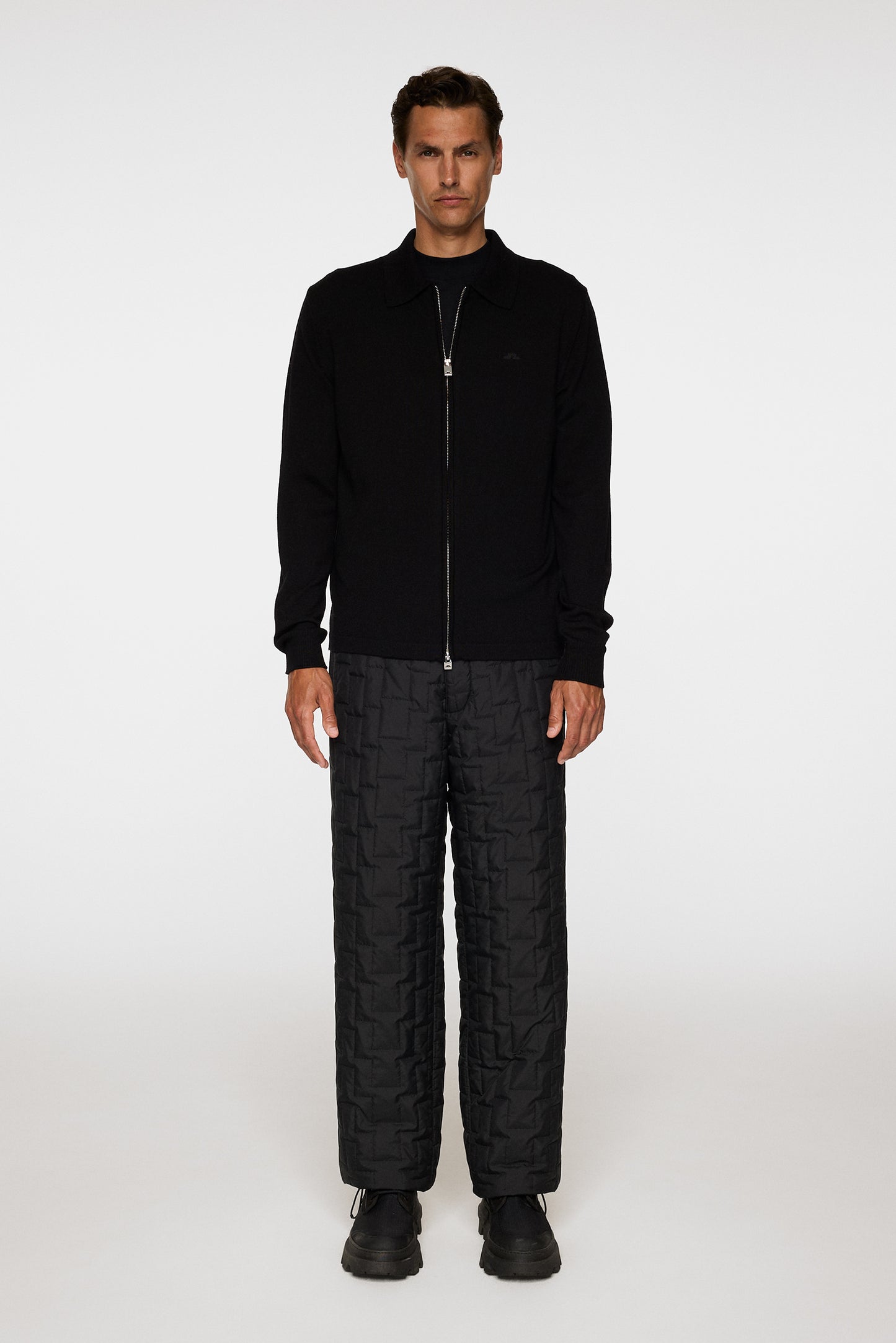 Kaleb Merino Zip Cardigan in Black by J.Lindeberg