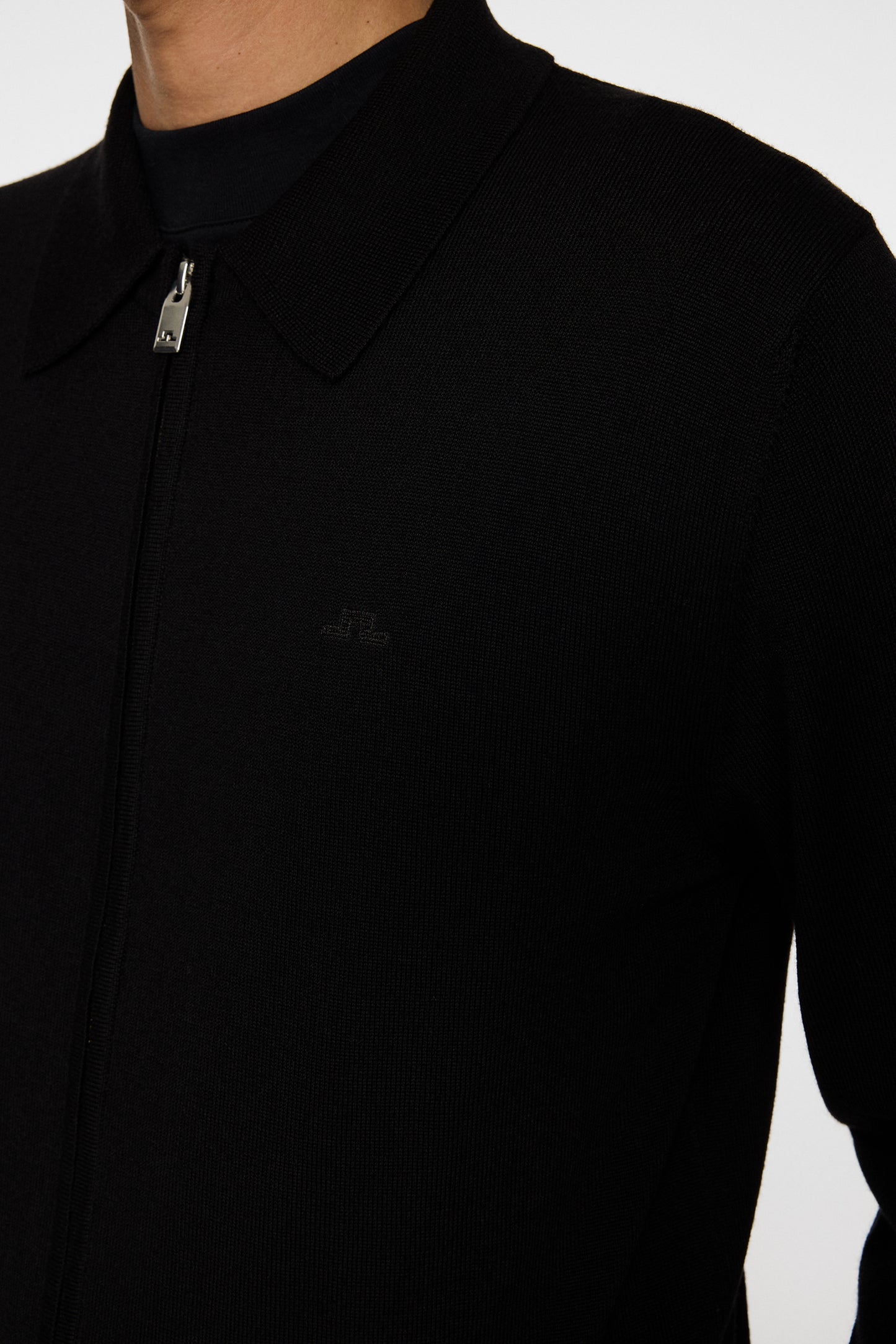 Kaleb Merino Zip Cardigan in Black by J.Lindeberg