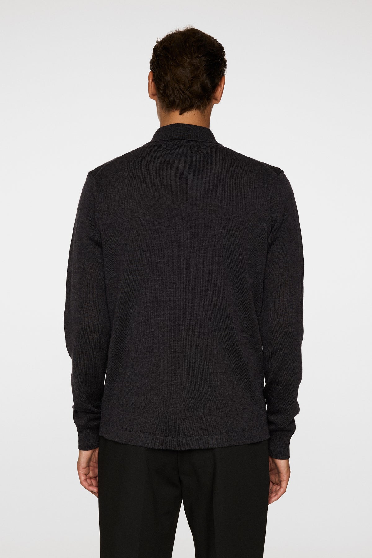 Kaleb Merino Zip Cardigan in Dark Grey Melange by J.Lindeberg