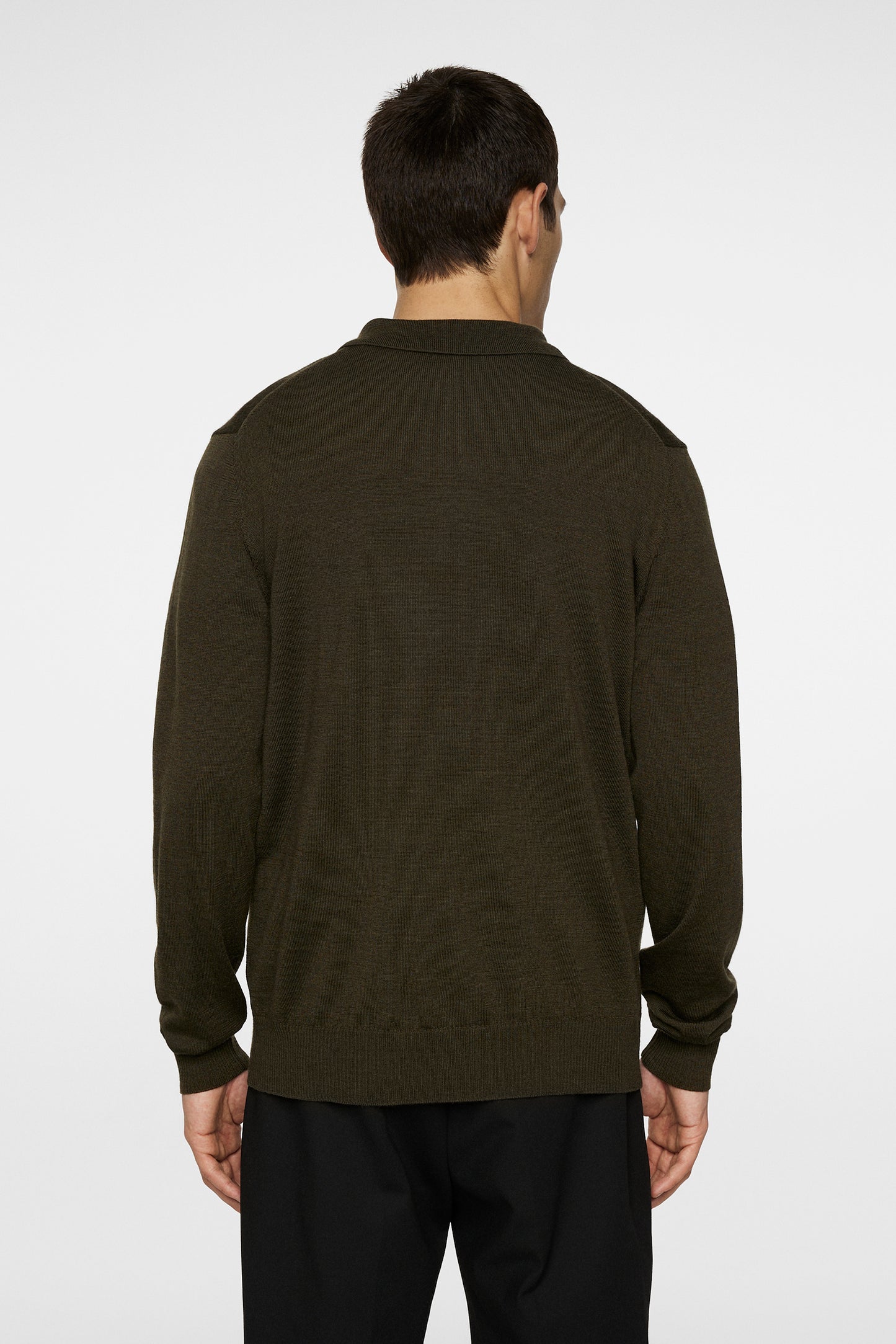 Kai Knitted Merino Polo in Forest Green Melange by J.Lindeberg