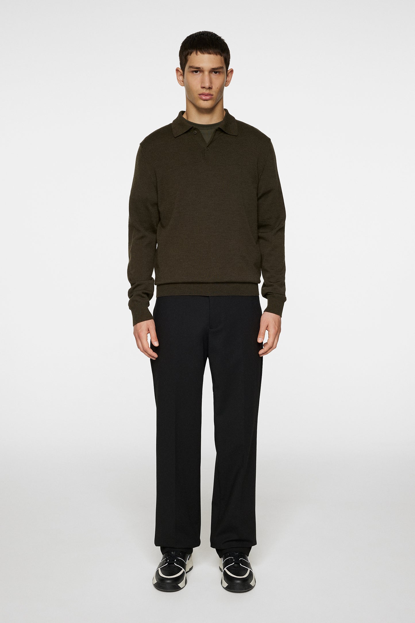 Kai Knitted Merino Polo in Forest Green Melange by J.Lindeberg