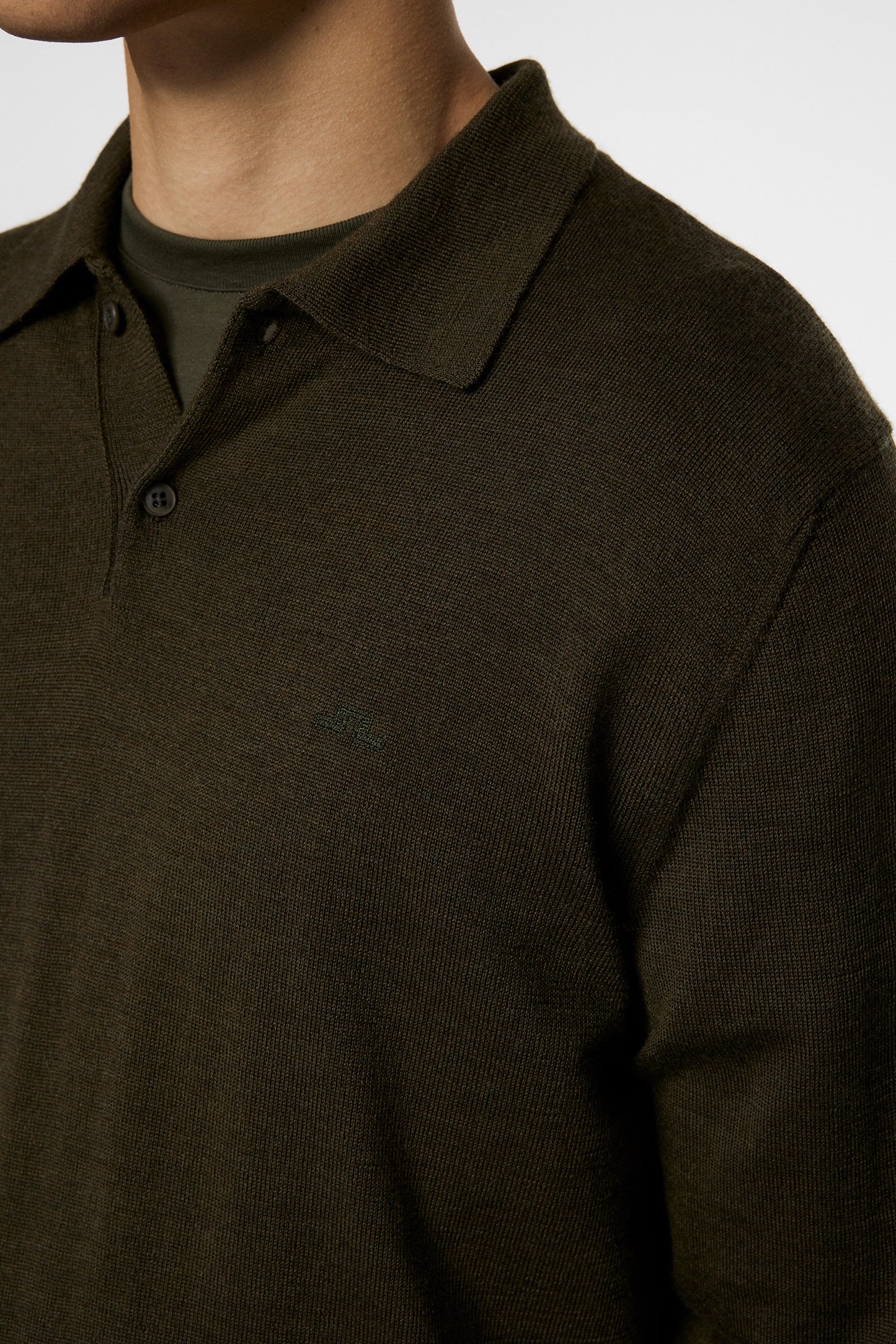 Kai Knitted Merino Polo in Forest Green Melange by J.Lindeberg