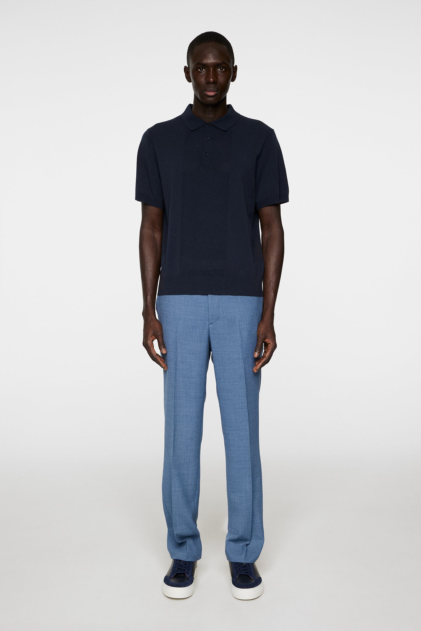 Reymond Solid Stripe Polo in JL Navy by J.Lindeberg