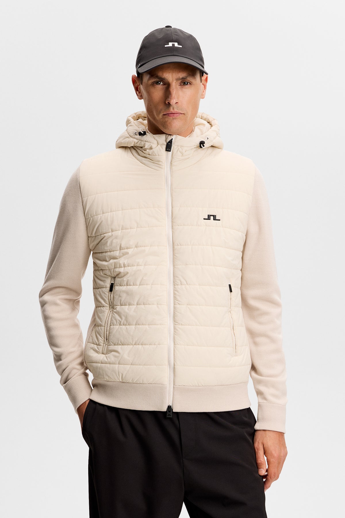 Ebbe Hybrid Knit Hoodie in Moonbeam by J.Lindeberg