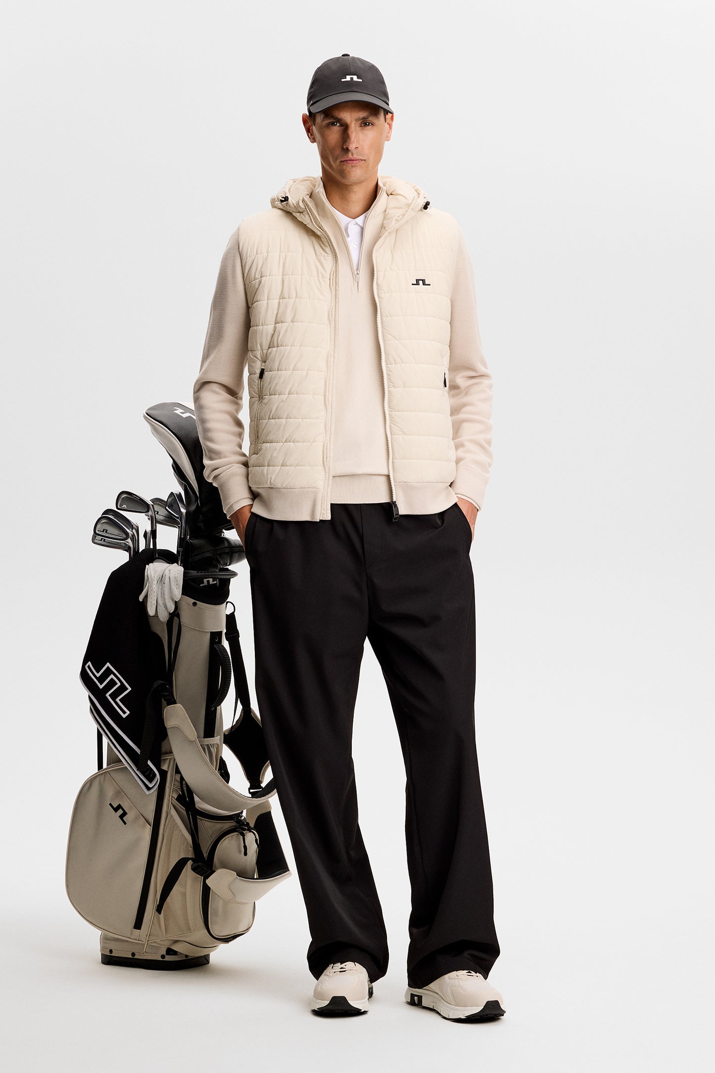 Ebbe Hybrid Knit Hoodie in Moonbeam by J.Lindeberg