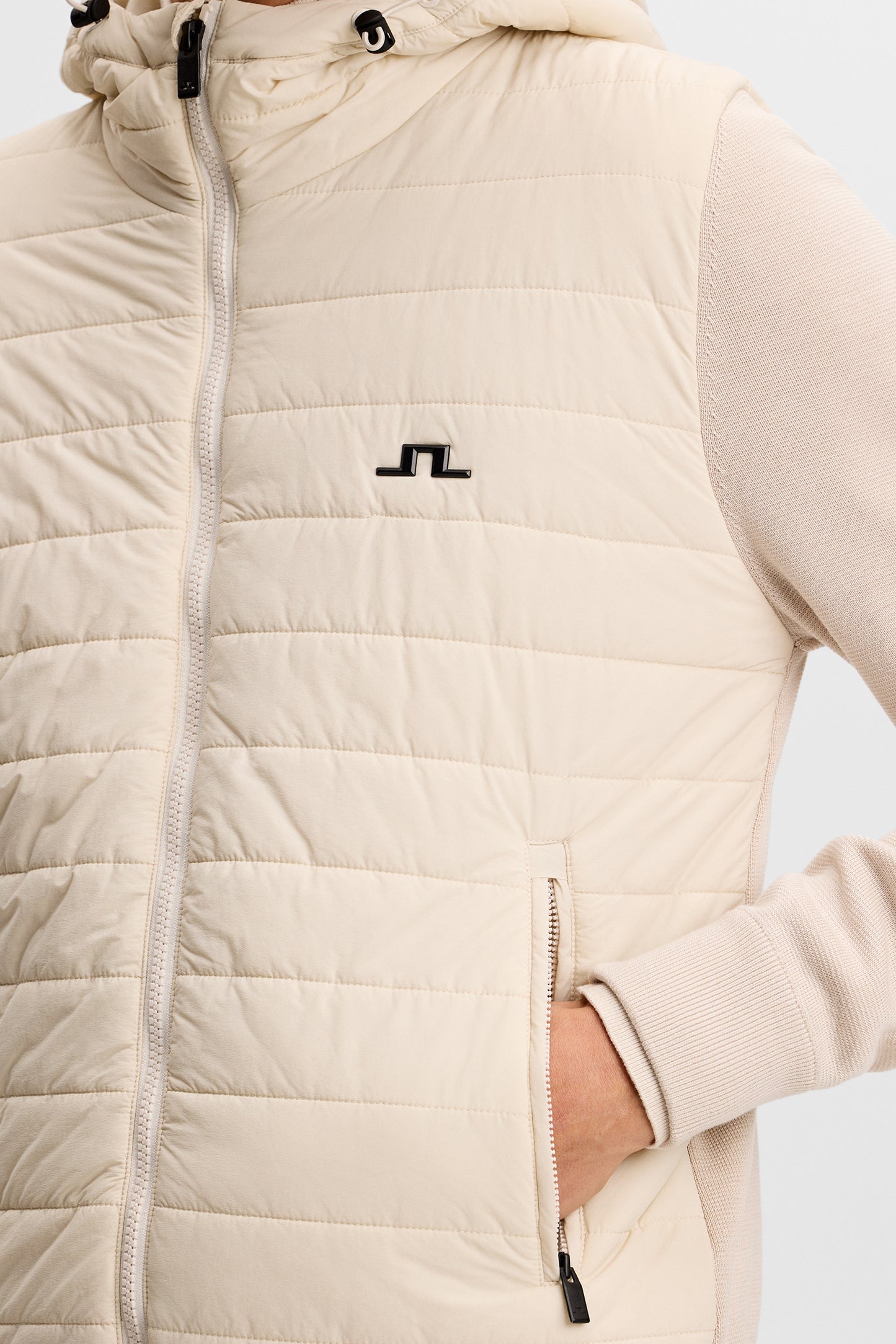 Ebbe Hybrid Knit Hoodie in Moonbeam by J.Lindeberg