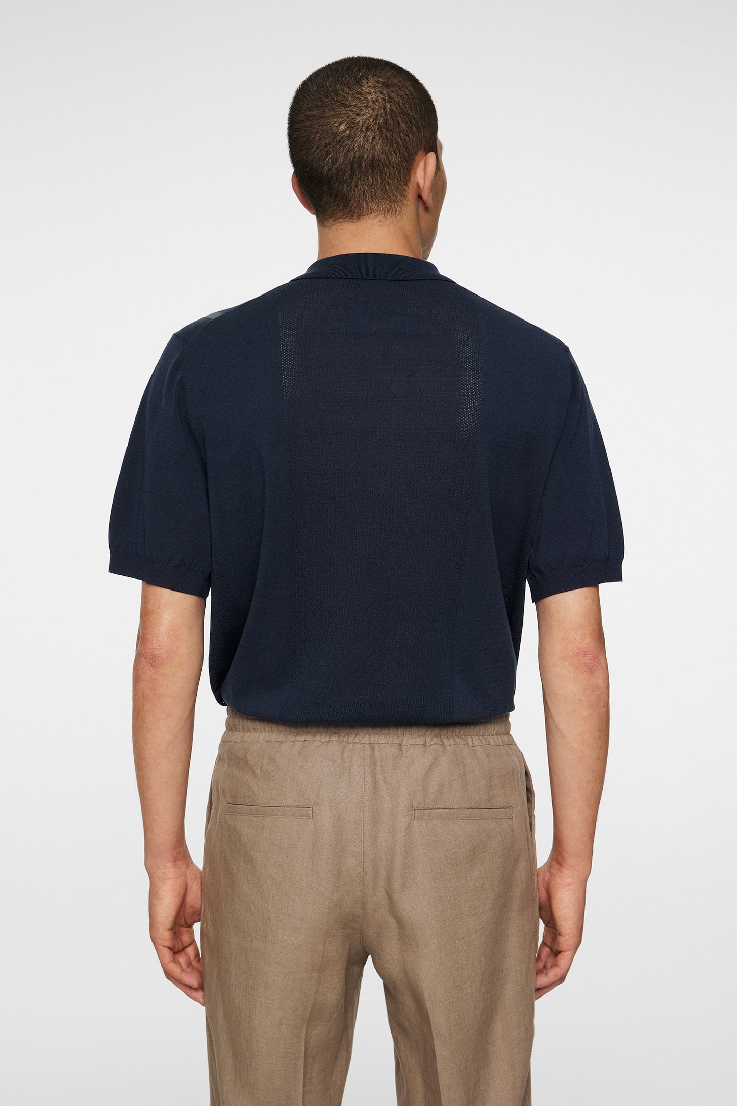 Reymond Stripe Knit Polo in JL Navy by J.Lindeberg