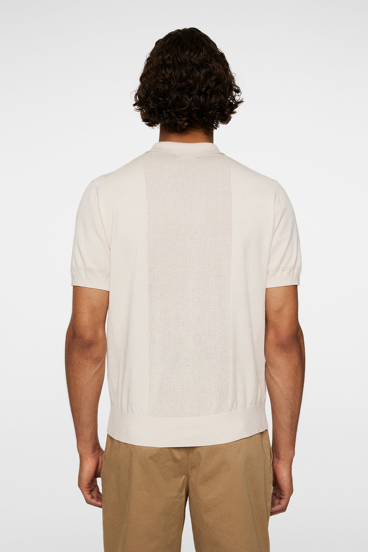 Reymond Stripe Knit Polo in Moonbeam by J.Lindeberg