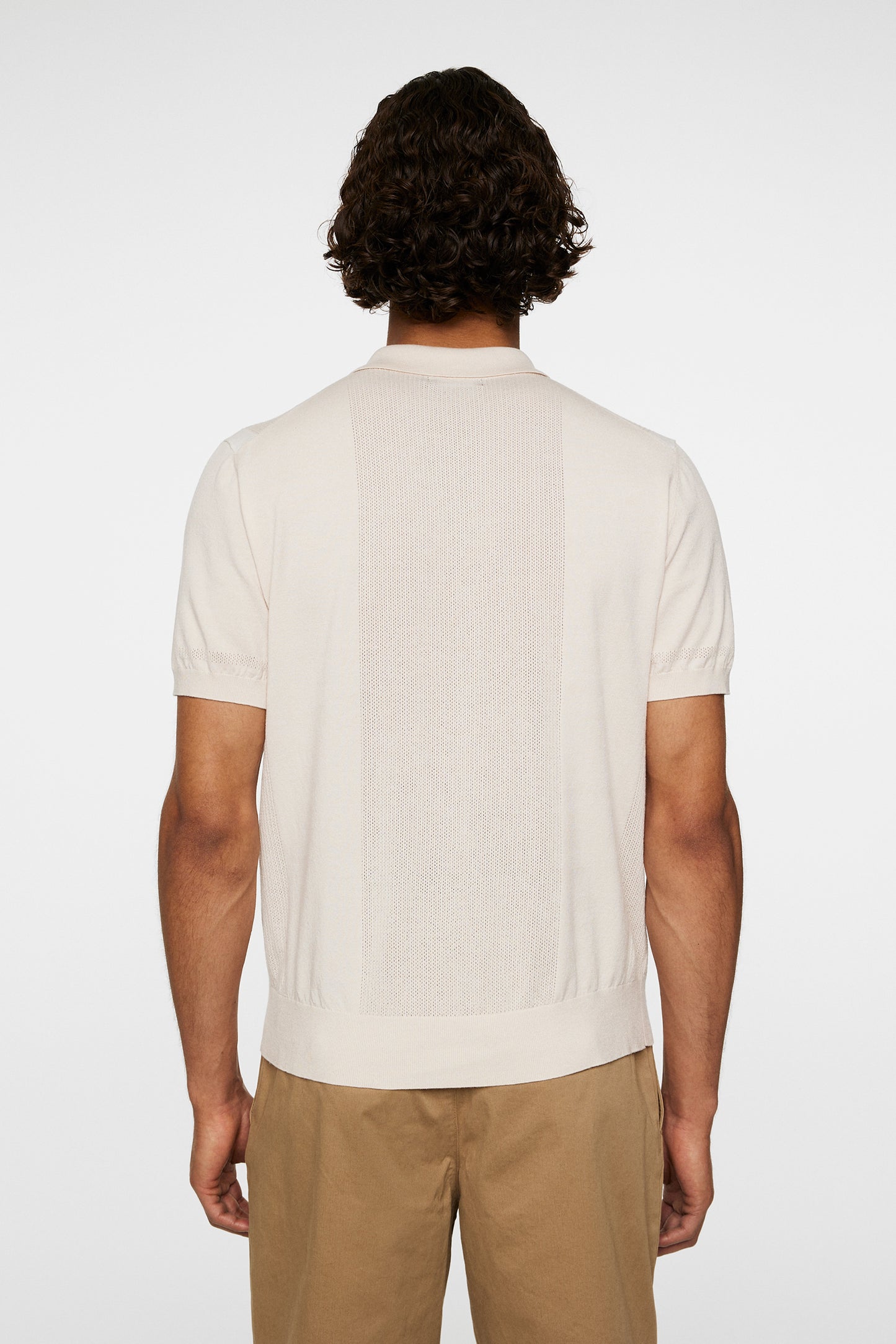 Reymond Stripe Knit Polo in Moonbeam by J.Lindeberg