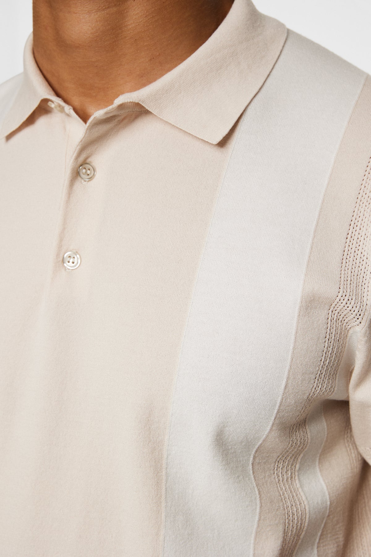 Reymond Stripe Knit Polo in Moonbeam by J.Lindeberg