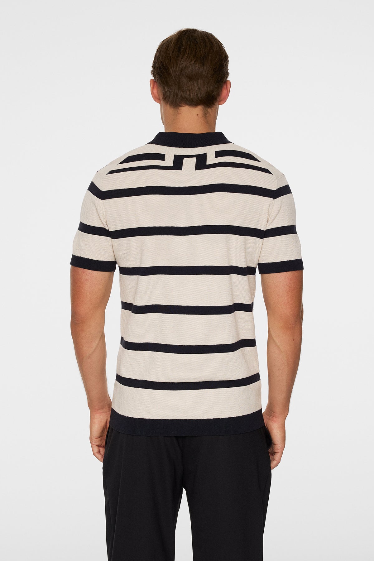 Reve Short Sleeve Stripe Polo in Moonbeam by J.Lindeberg