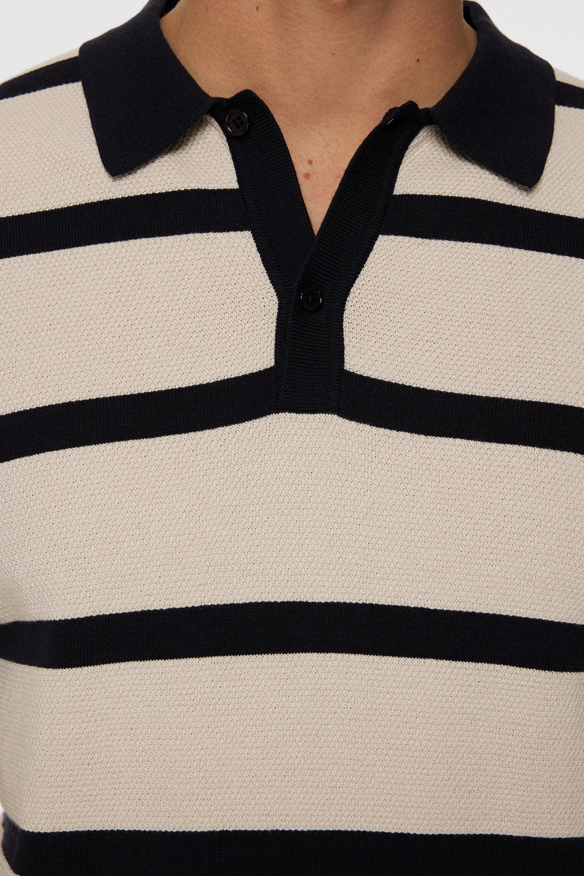 Reve Short Sleeve Stripe Polo in Moonbeam by J.Lindeberg