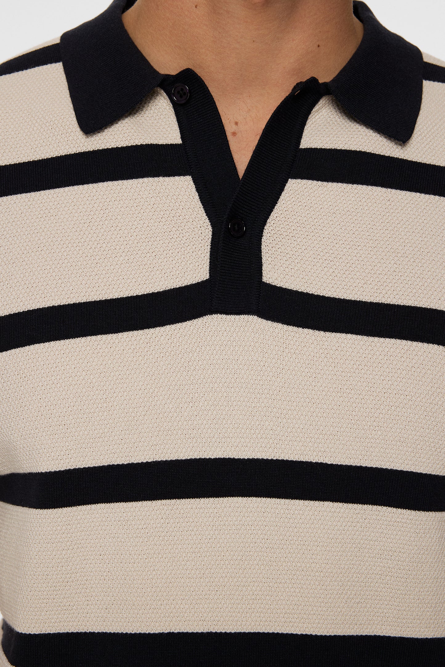 Reve Short Sleeve Stripe Polo in Moonbeam by J.Lindeberg