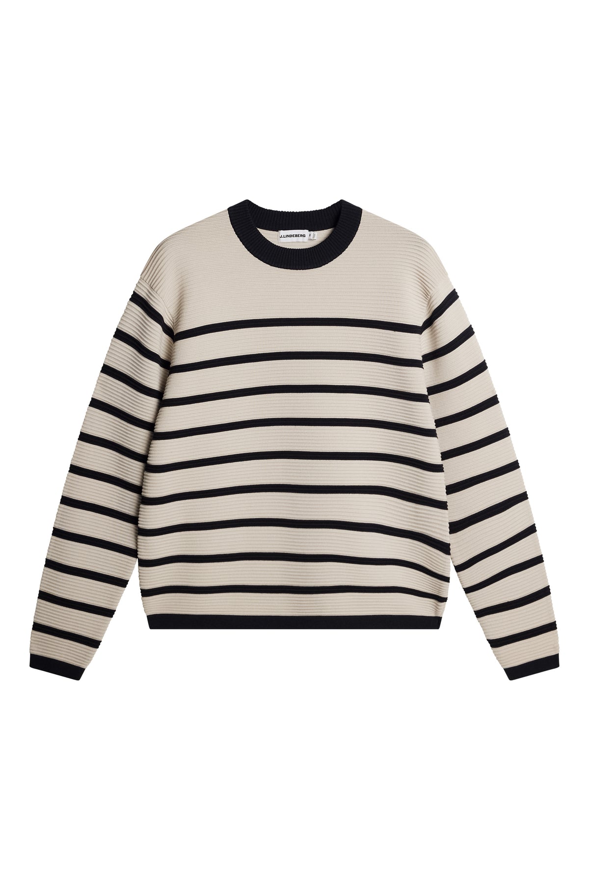 Sawyer Stripe Crew Neck in Moonbeam by J.Lindeberg