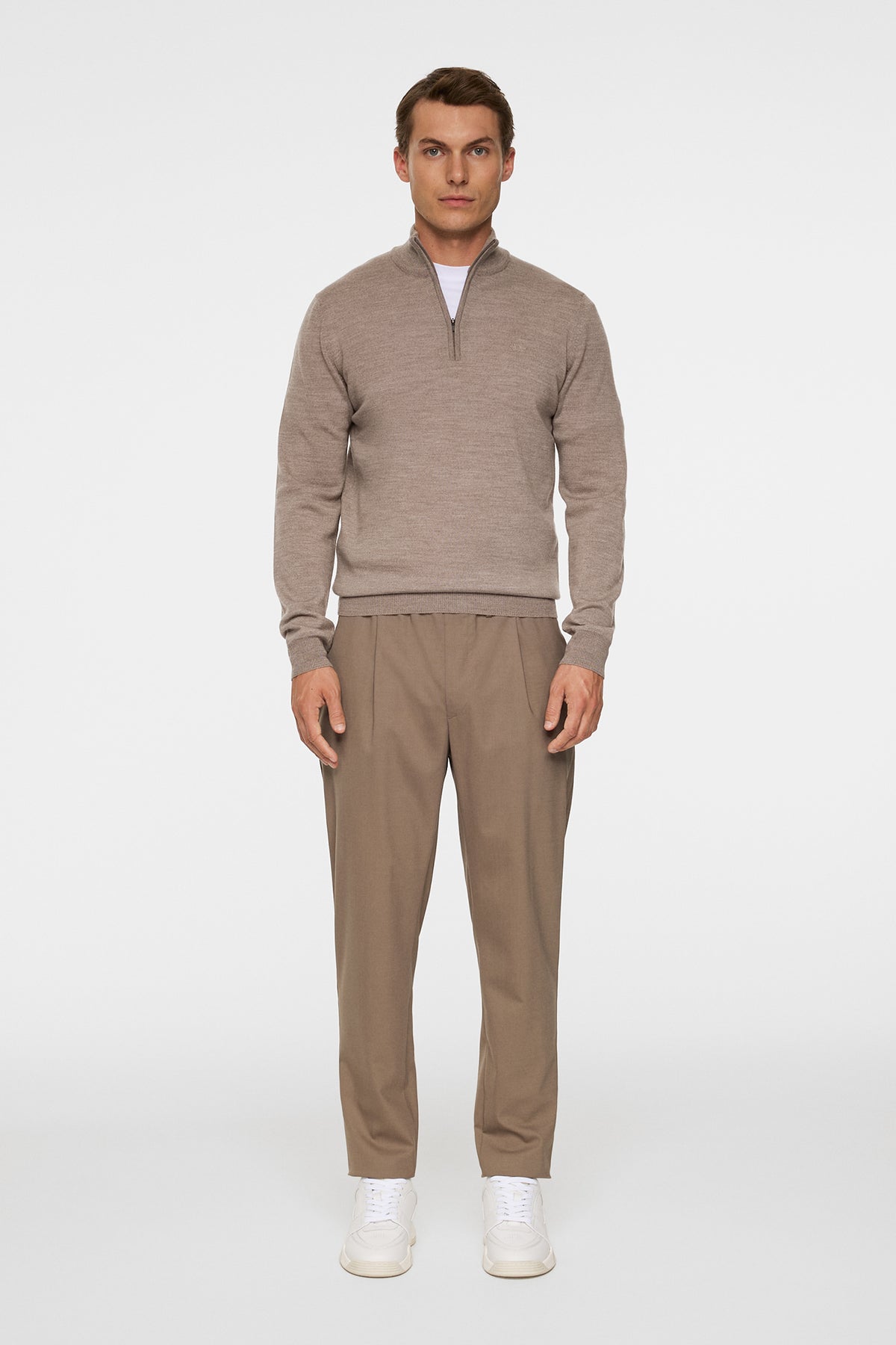 Kiyan Merino Quarter Zip in Brindle Melange by J.Lindeberg