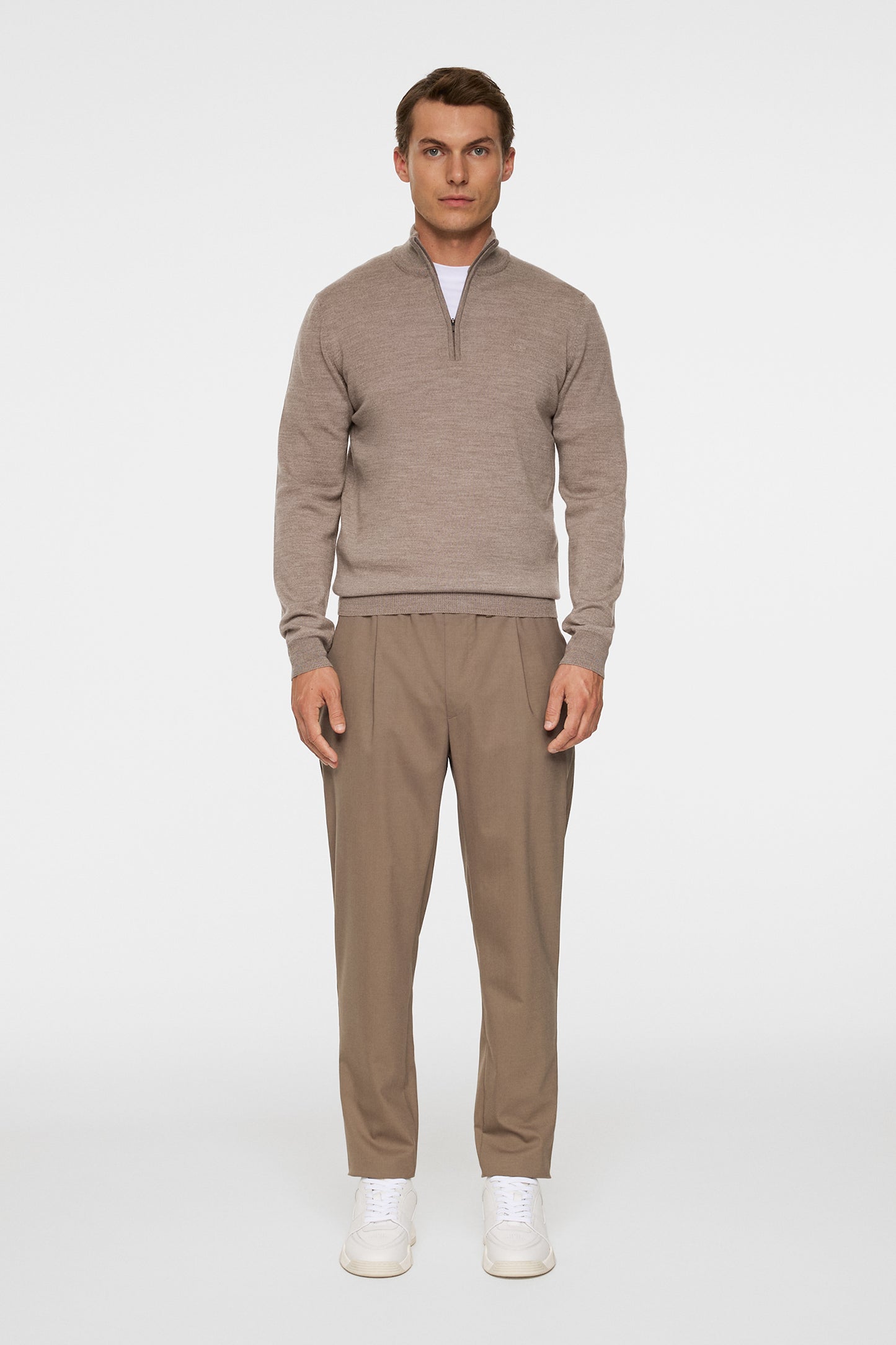 Kiyan Merino Quarter Zip in Brindle Melange by J.Lindeberg