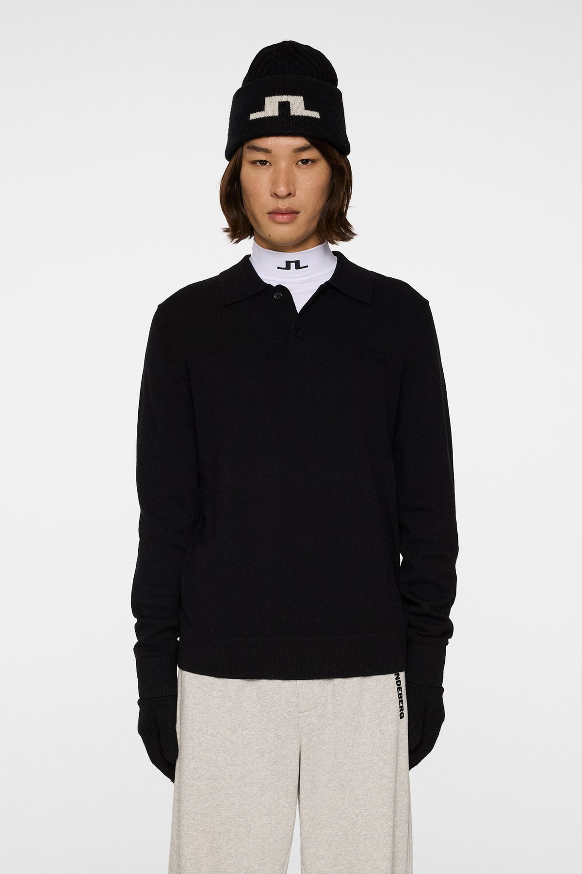 Edgar Knitted Wool Polo in Black by J.Lindeberg