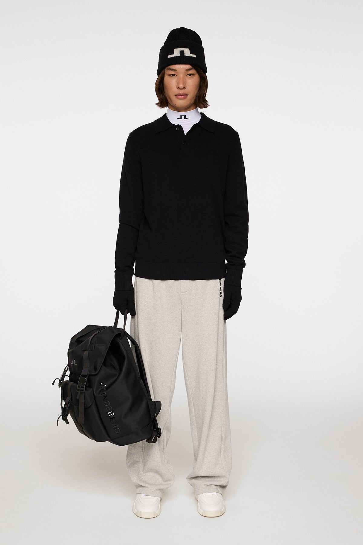 Edgar Knitted Wool Polo in Black by J.Lindeberg